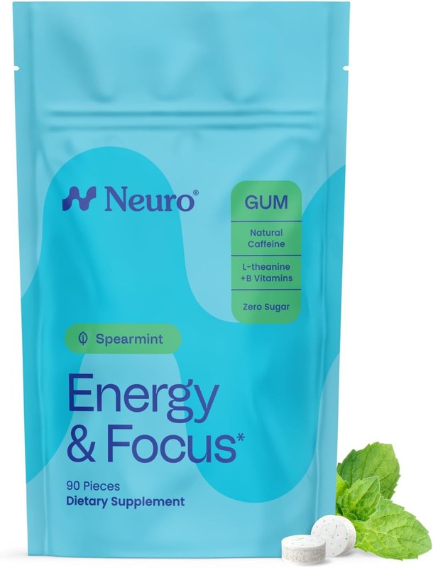 Neuro Energy & Focus Gum, Spearmint, 90 Count