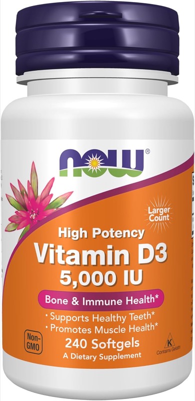 NOW Foods Vitamin D-3 5,000 IU, 240 Softgels